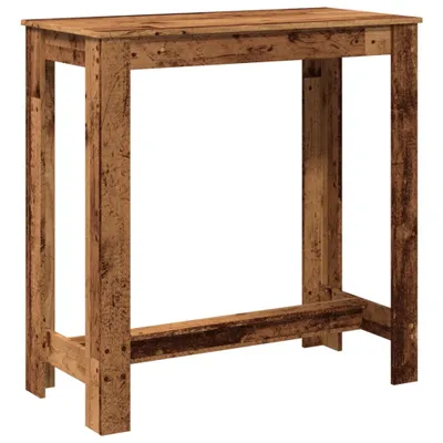 A wooden bar table is shown against a white background.