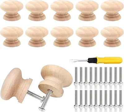 Productafbeelding van Vintage Kastknoppen Hout, 10 Stuks, 33 x 25 mm, voor Kasten en Meubels