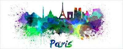 Produktbild von Wallario Poster - Städte als Aquarell - Skyline von Paris, Kunstdruck Größe: 80 x 200 cm
