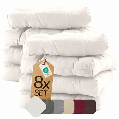 Produktbild von Sitzkissen Stuhlkissen Indoor & Outdoor 8er Set 42x42 cm - Creme - etérea Heidi Stuhl Kissen Auflage
