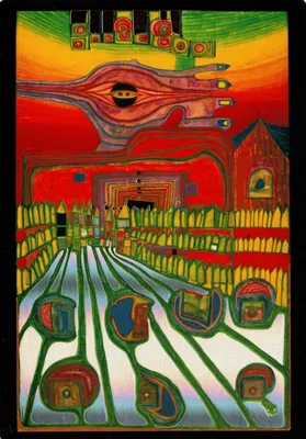 Produktbild von Kunstkarte Hundertwasser "Chateau des Survivants de Laszlo mit Silberstrasse"