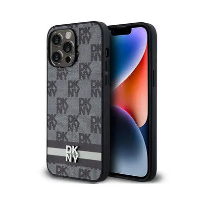 Produktbild von DKNY, Elegante Hülle für iPhone 14 Pro Max Checkered Pattern and Stripe, Schwarz