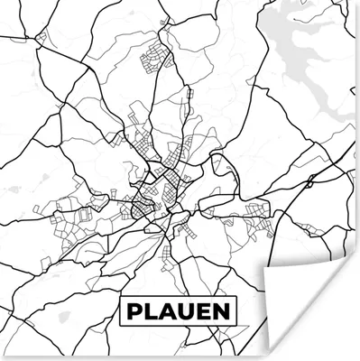 Produktbild von MuchoWow® Poster Plauen - Karte - Stadtplan 50x50 cm - Wohnzimmerdekoration
