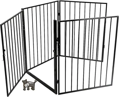 Produktbild von Metall Kaminschutzgitter klappbar - Kaminschutzgitter mit TürMetall Ofenschutzgitter Laufgitter Laufstall Absperrgitter Tierschutzgitter Türschutzgitter für Kinder-240 * 2,5 * 75cm (4 Stück)