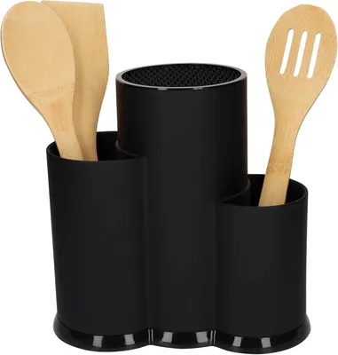 Image de Panier à couverts, support pour ustensiles de cuisine, rangement pour ustensiles, organisateur de cuisine pour plan de travail, en plastique, support pour cuillères de cuisine