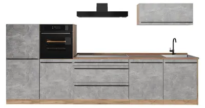 Produktbild von Küchenzeile Vicco R-Line Beton/Goldkraft Eiche 340 cm Arbeitsplatte Goldkraft Eiche, Model 67298