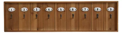 Produktbild von Chic Antique Schlüsselbrett Holz mit 9 Haken und Keramik Schildern 21 x 80 cm