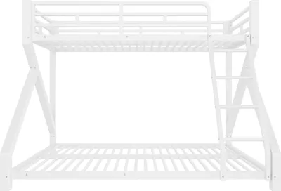 Produktbild von Merax Etagenbett 90x200cm und 140x200cm, Kinderbett aus Metall, LED-Lichtleiste, Sicherheitsgeländer, Leiter, Stockbett, Jugendbett, Weiß