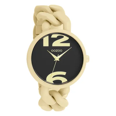 Productafbeelding van Oozoo dameshorloge met kunststof band, gouden kleur, analoog, quartz uurwerk, model UOC11266