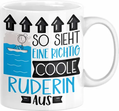 Produktbild von Ruderin Geschenk Tasse Geschenkidee für Ruderin Geburtstag Weihnachten Spruch So Sieht Eine Richtig Coole Ruderin Aus Kaffee-Becher  (Weiß)