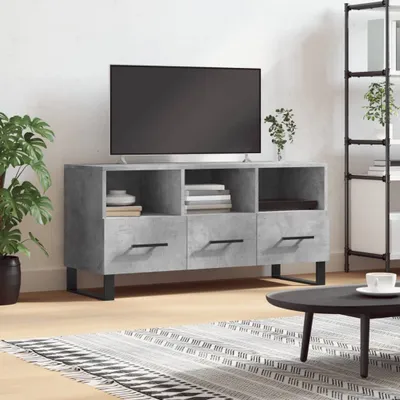 Produktbild von TV-Schrank - TV-Lowboard - Betongrau 102x36x50 cm Holzwerkstoff - TV-Regal CC29422