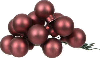 Produktbild von Weihnachtskugeln am Draht 2cm Glas 144 Stück - Kastanienbraun matt