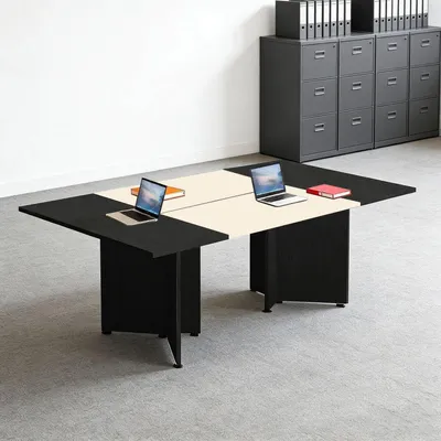 Obrázok produktu pre Modulárny konferenčný stôl, rozmer 480x100x74 cm, farba: čierna a béžová