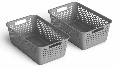 Image de Panier de rangement anthracite 12,0 l - 44 x 30 x 17 cm - lot de 2