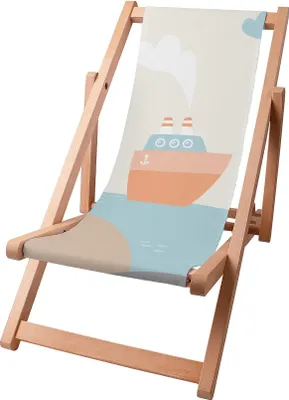 Immagine prodotto di Sdraio per bambini Dreamroots pieghevole in legno fino a 130 kg, sdraio pieghevole con regolazione dell'inclinazione dello schienale in 3 fasi, Orange Ship