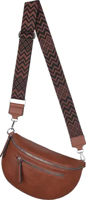 Produktbild von Bauchtasche Crossbody-Bag Umhängetasche Kunstleder Italy-Design BROWN-W (955)