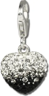 Produktbild von SilberDream schwarz weiß Charm Herz Zirkonia Silber Anhänger GSC006