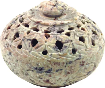 Produktbild von Indischer Räucherstäbchenhalter, Potpourri Schale aus Speckstein - Schale India, 6*7,5*7,5 cm, Räucherstäbchen Halter