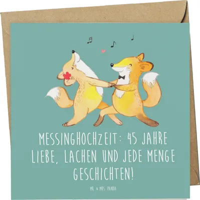 Produktbild von Mr. & Mrs. Panda Grußkarte 45. Hochzeitstag Messinghochzeit - Meeresbrise - Geschenk, faltkarte, Hochzeit, Meilenstein, 45 Jahre Liebe, anlasskarte, Klappkarte, Heiraten