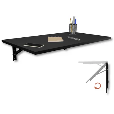 Produktbild von Wandklapptisch Schreibtisch Tischplatte 80x50 cm in Schwarz Klapptisch Esstisch Küchentisch für die Wand stabiler Bartisch Stehtisch Wandtisch Tisch