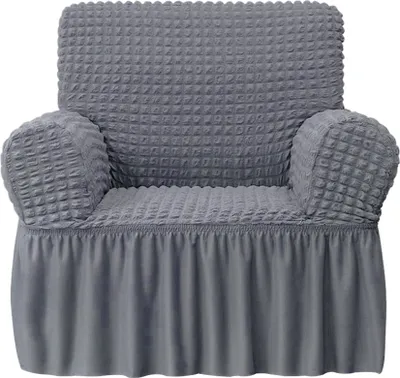 Obrázek produktu pro Stretch Sofa Cover Sofa Seat Cushion Cover Pleated Ruffle Skirt Sofa Cover European Style Chair Cover (1-Seater, Grey )