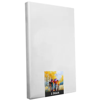 Produktbild von Keilrahmen - 1 Stück - 60 x 90 cm - weiße Künstlerleinwand aus Polyester - zum Bemalen - fertig bespannt - geeignet für Acrylfarben oder Textilfarben