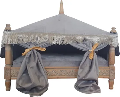 Produktbild von Casa Padrino Barock Hundebett Grau / Braun - Handgefertigtes Antik Stil Hundebett - Prunkvolle Hunde Möbel im Barockstil - Antik Stil Tiermöbel - Barock Tiermöbel