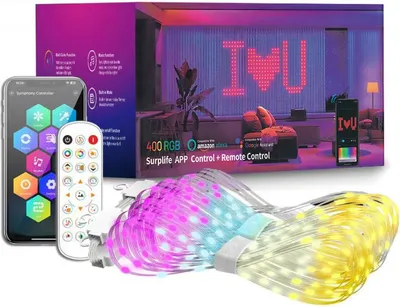 Produktbild von ZELURXX Smart RGB LED Vorhang-Lichterkette – App & Fernbedienung, DIY Text/Muster, IP65, 2m