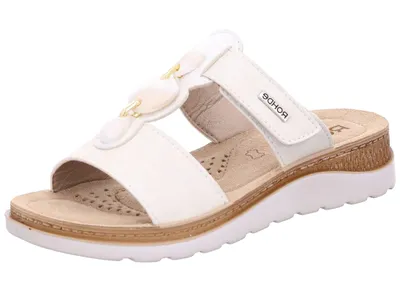 Produktbild von Rohde Damen Pantolette Steinverzierung Klettverschluss Baviera 1305, Größe:42 EU, Farbe:Weiß