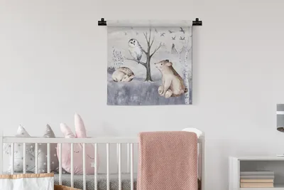 Produktbild von MuchoWow® Wandteppich Wandbehang Tiere - Winter - Hirsche 60x60 cm Tapisserie Dekoration Wandtuch - Dekorationen - Wand Decke