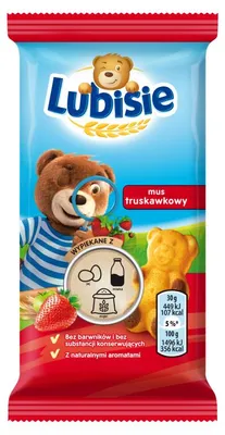 Productafbeelding van Lubisie Biscuit met vulling van appel en aardbei, 30 gram