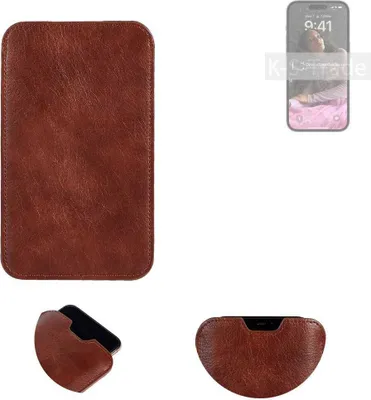 Produktbild von K-S-Trade Schutzhülle Handyhülle kompatibel mit Apple iPhone 14 Pro Handytasche Kunstleder Sleeve in braun