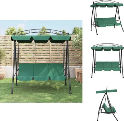 Produktbild von vidaXL Hollywoodschaukel mit Dach Grün 198 cm Stoff und Stahl -  Hollywoodschaukeln