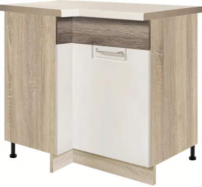 Produktbild von ECONO 14D – Eckunterschrank 100 × 70 cm, Weiß Hochglanz
