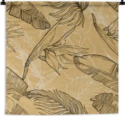 Produktbild von MuchoWow® Wandteppich Wandbehang Blätter - Sommer - Tropisch - Hawaii 60x60 cm Tapisserie Dekoration Wandtuch - Dekorationen - Wand Decke