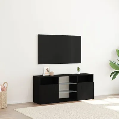 Zdjęcie produktu dla vidaXL Szafka pod telewizor z oświetleniem LED w kolorze czarnego dębu 120x30x50 cm
