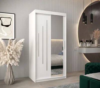 Produktbild von Kleiderschrank mit Spiegel aus EVA – Breite 100 cm, weiß