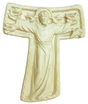 Tau-Kreuz St. Franziskus aus Ahornholz, 5 cm, Wanddeko