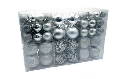 Image de Boules d'arbre de Noël, set de 100 décorations d'arbre Boules d'arbre de Noël , couleur:argent