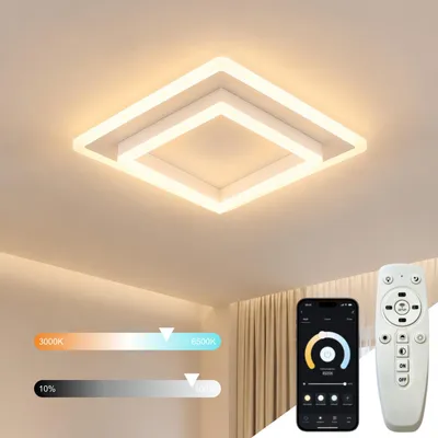 Produktbild von LED Deckenleuchte Dimmbar mit Fernbedienung & APP - Quadratisch Moderne Deckenlampe, 3000K-6500K CCT, Memory-Funktion & Timer, 30x30cm, für Schlafzimm
