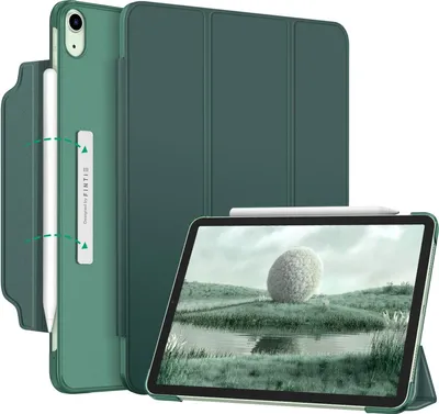 Produktbild von Fintie Hülle für iPad Air 11 Zoll (M4/M3/M2, 2026/2025/2024), iPad Air 5/4 Gen Case (10,9 Zoll, 2022/2020) - [Magnetverschluss] Leichte Standhülle mit Durchscheinend Mattierter Rückseite, Dunkelgrün