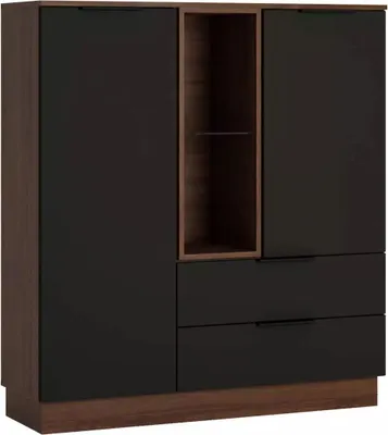 Produktbild von Highboard Alicante Hochkommode 120x38x136cm Walnuss schwarzgrau