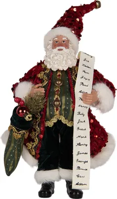 Image de Clayre & Eef Figurine de décoration de Noël Père Noël 16x8x28 cm Rouge Textile