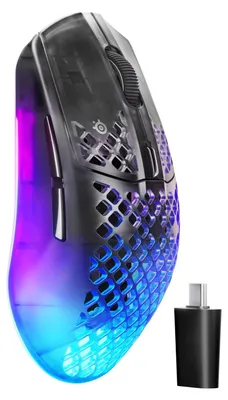 Produktbild von Steelseries Aerox 3 Wireless Gen 2, rechts, Optisch, RF Wireless + Bluetooth, 26000 DPI, 0,25 ms, Schwarz, Transparent