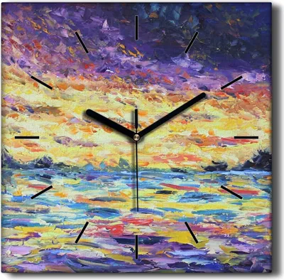 Produktbild von Coloray Hodiny Unikátní 30x30 cm  Tiché hodiny Pro obývací pokoj a kuchyň Nástěnné hodiny Plátno Černé ručičky hodin - západ slunce