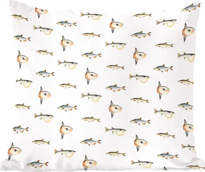 Produktbild von MuchoWow® Zierkissen Sofakissen Wohnzimmer Dekokissen 40x40 cm Fisch - Pastell - Muster - Foto Kissen - Schlafzimmer Dekoration