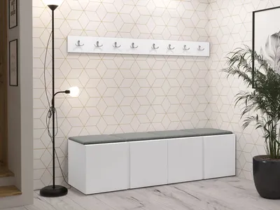 Image de Meuble d'entrée avec panneaux rembourrés 42x42 SELAND 8 - blanc / gris foncé