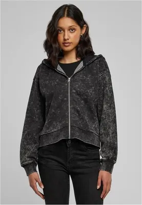 Obrázek produktu pro Dámská mikina na zip Urban Classics Ladies Short Oversized Towel Washed Zip Hoody black - 4XL