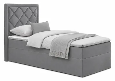 Produktbild von Bett, Boxspringbett DORMI MINI 100x200 cm mit Bettkästen, Topper T25 (Grau: Itaka 50)