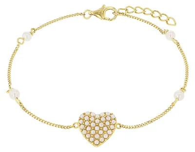 Produktbild von AMOR Damen Armband 925 Sterling Silber Glasperlen Herz-Anhänger längenverstellbar 17-19 cm